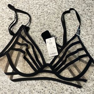NWT Black and Nude Mesh Bra